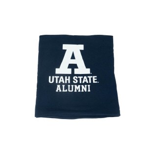 Utah State Alumni Block A Navy Sweatshirt Blanket